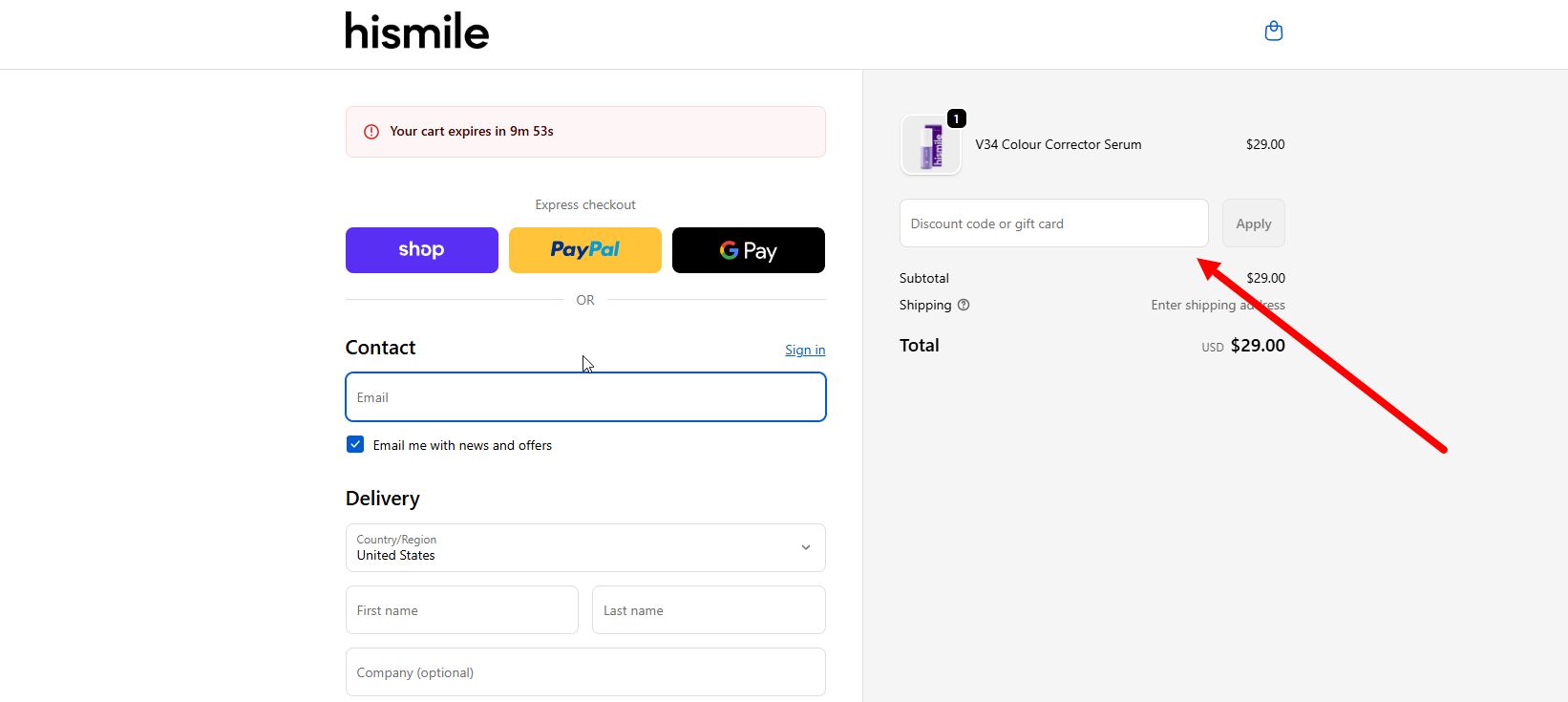“How to apply a HiSmile promo code”